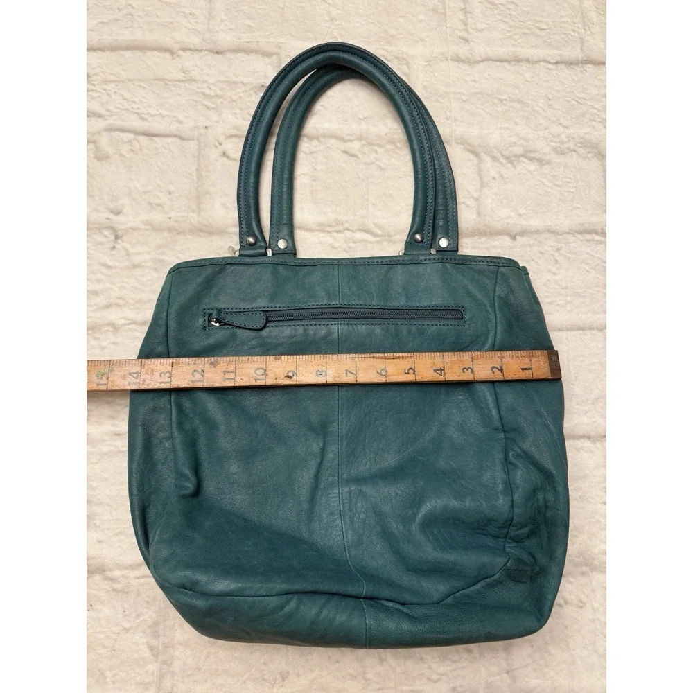 Perlina‎ Brushed Leather Hobo Shoulder Bag Purse Green Buckle Medium Tote